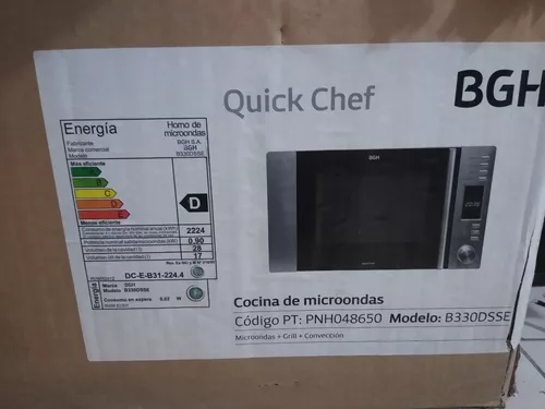 Microondas Grill BGH Quick Chef B330DSS acero inoxidable 30L 220V