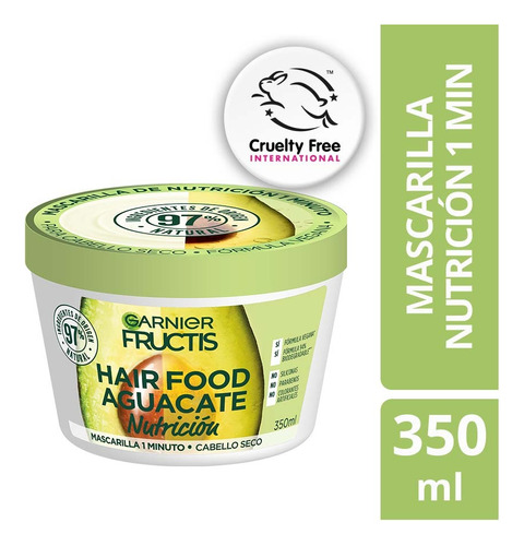 Mascarilla De Tratamiento Hair Food Aguacate 350 Ml Fructis Nutrición 1 Minuto