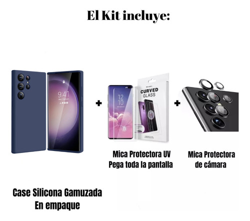 Case Funda Soft Premium Azul Para Samsung S22 Ultra + Micas