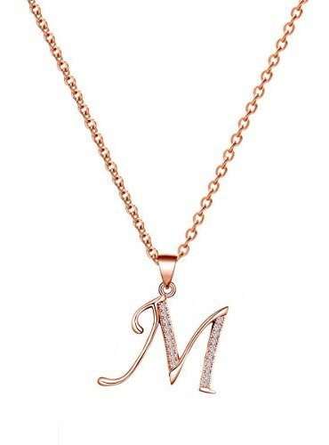Collar - 14k Rose Gold Plating Sterling Silver Initial Alpha