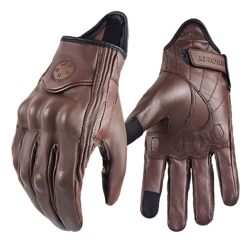 Gil Guantes De Moto De Cuero Vintage For Hombre Y Mujer