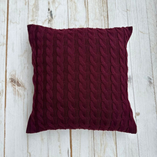 Capa De Almofada Tricot 45x45 Tricô Sofá Sala Decorativa Cor Marsala Trança