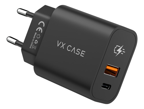 Carregador De Parede Com 1 Porta Usb 1 Type-c 20w Pd Vx Case
