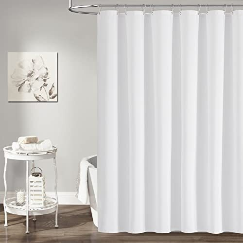 Cortinas D/ducha Bttn Con Textura De Lino White
