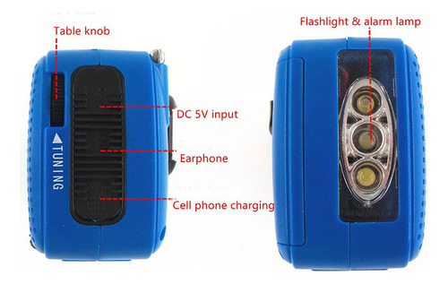 Radio Solar Recargable Con Manivela, Linterna Led Am/fm/sw*
