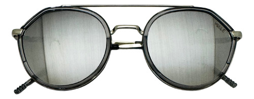 Óculos De Sol Feminino Redondo Verão Viale + Case Desenho Prata