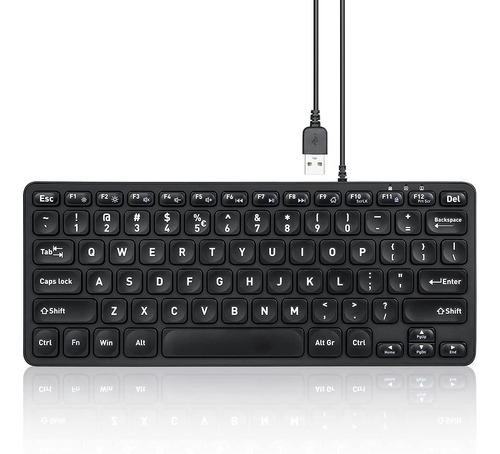 Mini Teclado Negro Letras Grandes Usb Perixx