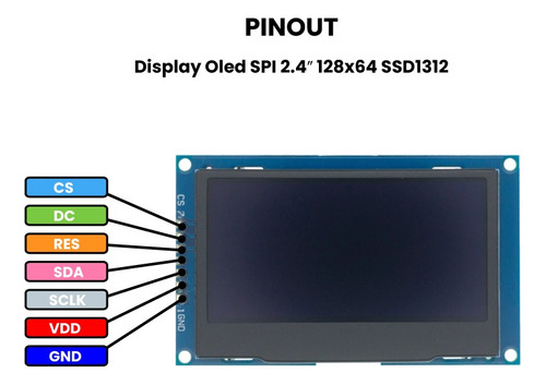 Display Oled Azul Spi 2.4 Pulgadas 128x64 Ssd1313
