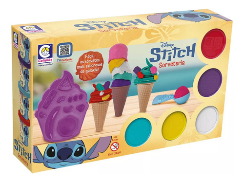 Brinquedo Massinha Sorveteria Do Stitch Com 5 Potes Cotiplás