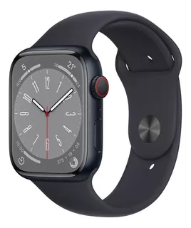 Apple Watch Series 8 GPS + Celular - Caja de aluminio color medianoche 45 mm - Correa deportiva color medianoche - Patrón - Distribuidor Autorizado