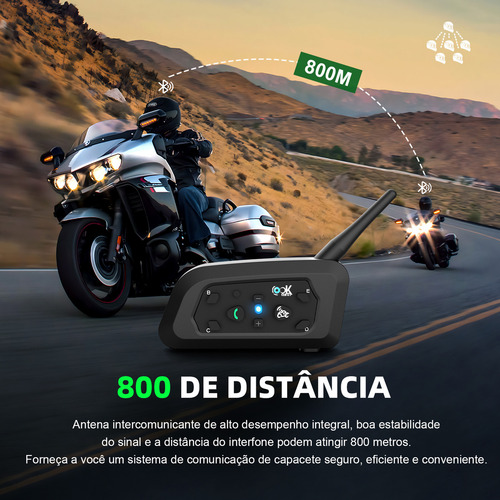 Lookearth Fone De Ouvido Intercomunicador V6 Pro Com Bluetooth, Bidirecional, 1.200 M, Sistema De Comunicação Para Esqui, Quadriciclos, Motocross, Para Capacetes Completos E Articulados (2 Unidades)
