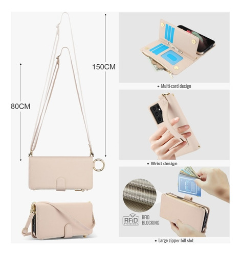 Funda Wallet Multifuncional Para Samsung, Con Correa
