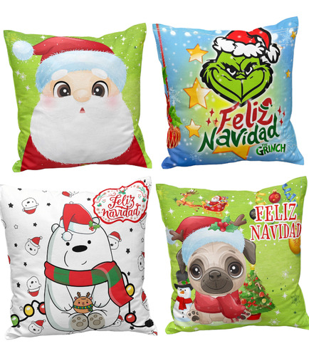 Lote 10 Cojínes Navideños 25cm Regalo Mayoreo Negocio Grinch