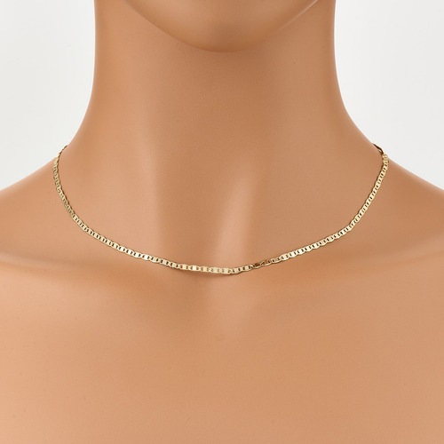 Collar Fina Chapado En 14k Cadena De Dos Estilos Planos