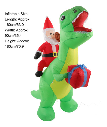 Decoración Inflable De Dinosaurio De Navidad, Linda Y Divert