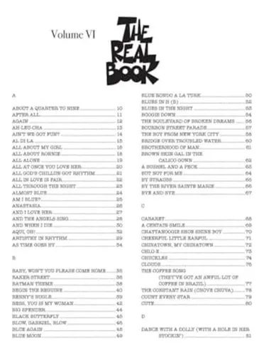 Libro: The Real Book Volume Vi C Edition | 400 Jazz And For
