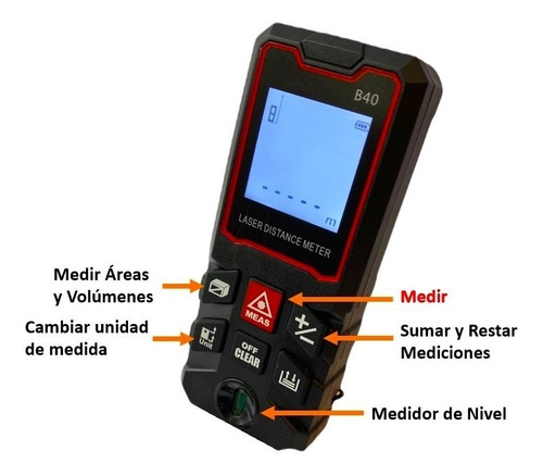 Imagen 2 de 5 de Medidor De Distancia Laser Digital 100m Con Accesorios