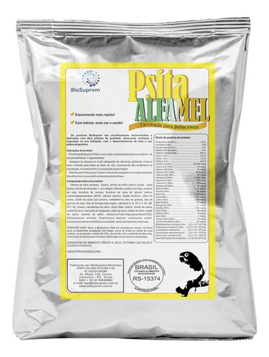 Alimento Premium Psitacídeos Biosuprem Psita Alfamel 1 Kg