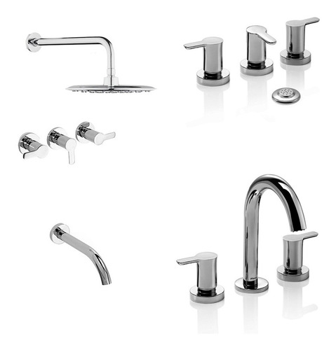 Combo Grifería Piazza Logos Lavatorio Ducha Bidet C/ceramico