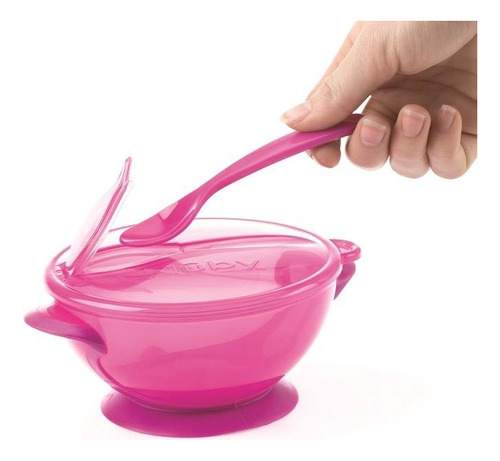 Plato Bowl Infantil Con Ventosa Tapa Y Cuchara Sin Bpa Color Color Al Azar