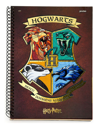 Caderno Harry Potter Hogwarts Jandaia 10 Matérias 200 Folhas