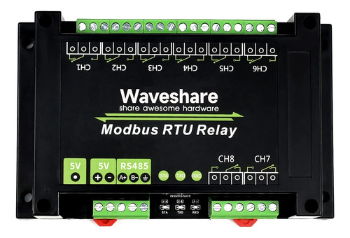 Waveshare Modulo De Rele Industrial Modbus Rtu De 8 Canales 