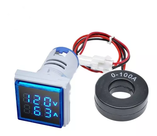 Voltímetro Amperímetro Digital Ac 22mm, 1-100a, 50-500v Ac