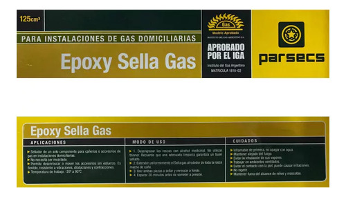 Sellador Parsecs Epoxy Sella Gas ocre 125mL