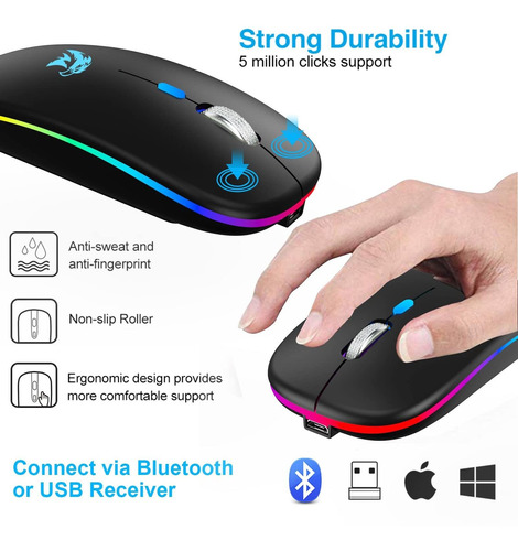 Mouse Inalambrico Bluetooth Led Para Laptop Computadora