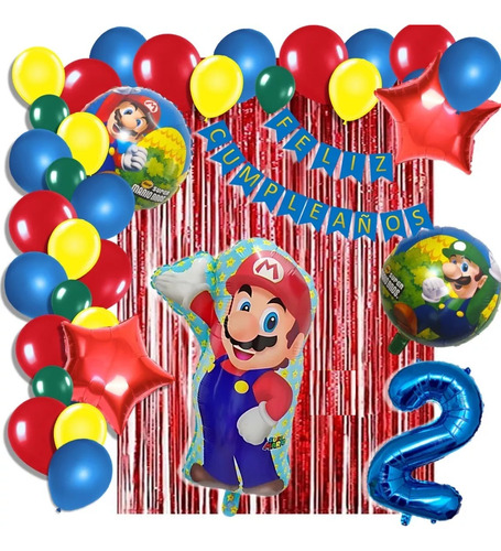 Pack De Globos Mario Bross Fiestas Cumpleaños