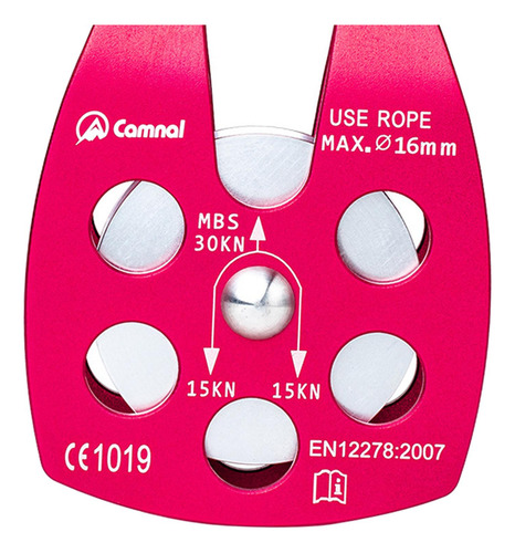 30kn Polea Encaja Para 16mm Cuerda De Escalada Aparejo Rojo