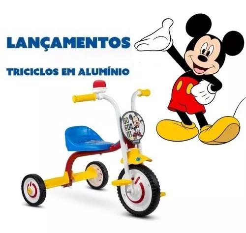 Motoca Triciclo Infantil Mickey Suporta Até 21kg Com Buzina Nathor