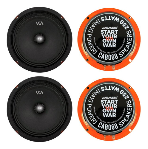 Set 2 Par Medios Cabo 68 Y 2 Par Tweeter Grenade Colors Naranja