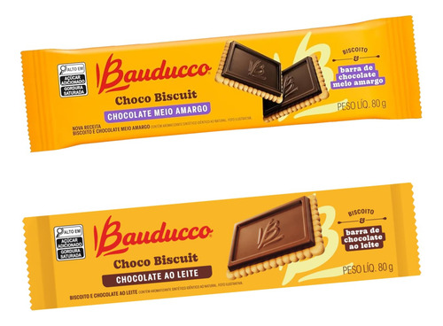 Biscoito Chocolate Choco Biscuit Bauducco 80g Kit 10 Bolacha