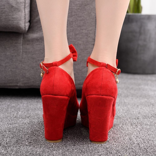 R Zapatos De Tacón Alto De Terciopelo, Zapatos Redondos
