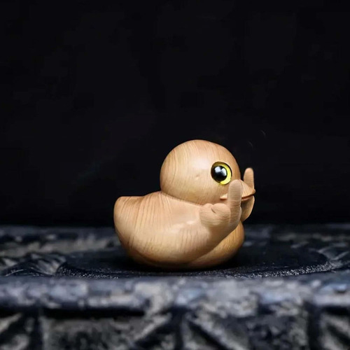 Divertido Pato De Dedo Medio Hecho A Mano De Madera