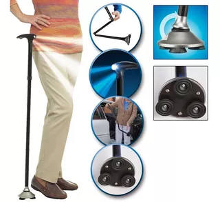 Baston Elderly Crutch Con Luz Plegable 5en1 - Micromaster