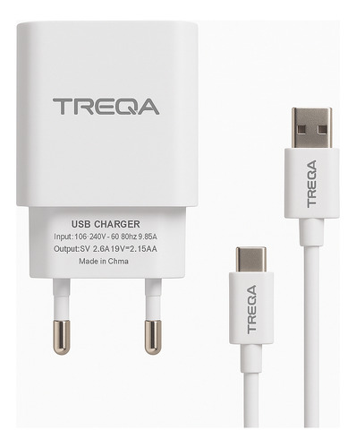 Cargador Treqa Carga Rapida Micro V8 3.1a Color Blanco