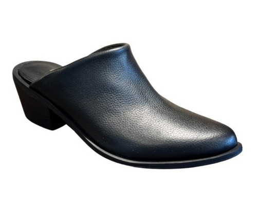 Imagen 3 de 3 de Zueco Cuero Mujer Taco Bajo Moda