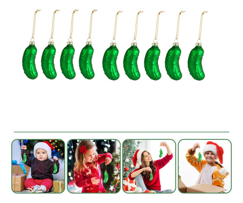 Adorno Navideño De Pepinillos, 9 Pepinos Decorativos Navideñ