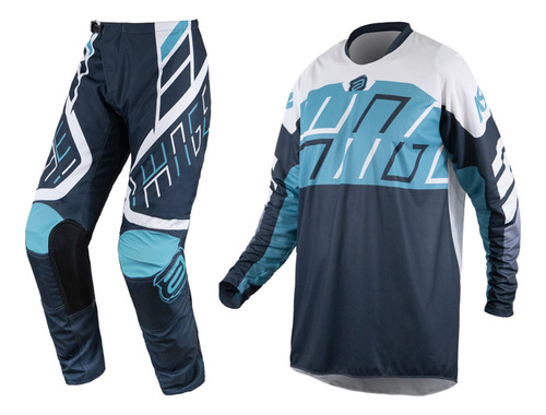 Conjunto Motocross Cross Asw Image Alpha Azul Off Road Moto