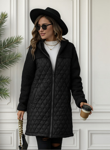 Abrigo De Felpa Con Cremallera Y Capucha De Moda Para Mujer