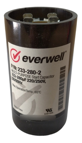 Capacitor Arranque 233-280mfd (220v) Everwell 