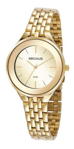 Relógio Seculus Dourado Feminino Espelhado 77099lpsvds1