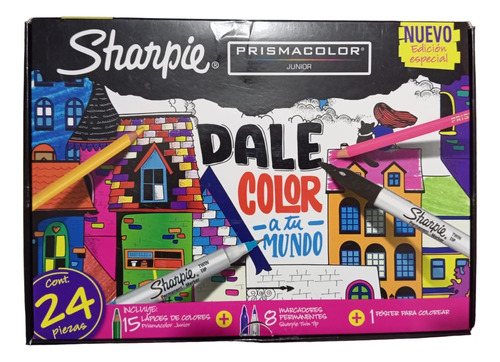 Kit Sharpie Dale Color A Tu Mundo X 15 Prismacolor + 8 Twin