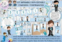Comprar Kit Imprimible Candy Comunion Celeste Varon 100% Editable