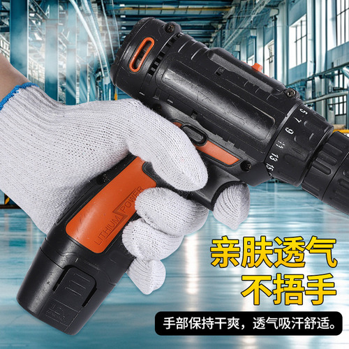 10 Guantes De Trabajo De Hilo De Algodón Blanco