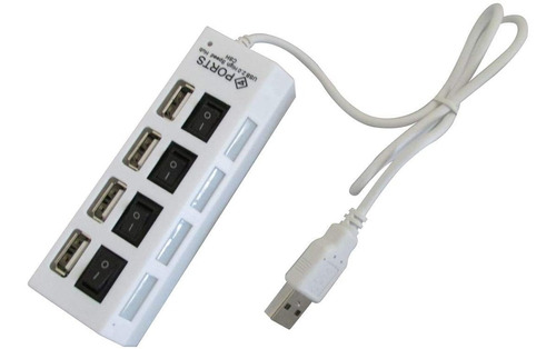 Hub Usb 4 Portas Extensor Hi-speed 480 Mbps Usb 2.0 - Blanco