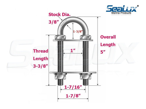 Sealux Marine Barco Lazo Ojo Stern Tornillo Forma 3 8 