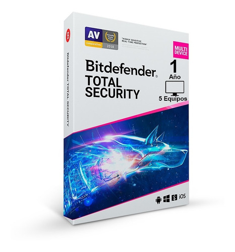 Bitdefender Total Security, Lic 1 Año, 5 Equipos 